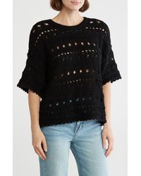 Melrose and Market - Elbow Sleeve Cotton Pointelle Sweater - Lyst