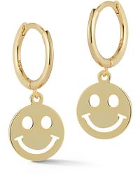 Glaze Jewelry - Gold Vermeil Smiley Face Drop Huggie Earrings - Lyst