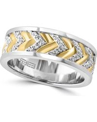 Effy - Two-Tone Pavé Topaz Chevron Band Ring - Lyst