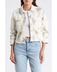 Democracy - Ruched Sleeve Crop Denim Jacket - Lyst