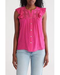 Nanette Lepore - Flutter Sleeve Button-Up Shirt - Lyst