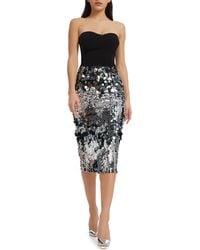 Dress the Population - Robin Sequin Strapless Dress - Lyst