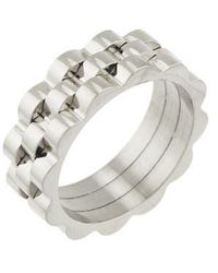 Rebel - Alternating Ribbed Band Ring - Lyst