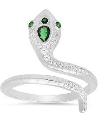 Queen Jewels - Sterling Cz Snake Coil Ring - Lyst