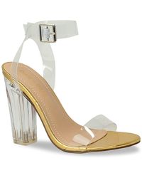 black and gold block heels