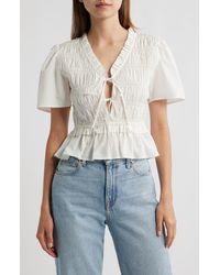 Rails - Portia Smocked Ruffle Cotton Blend Crop Top - Lyst