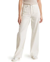 Rag & Bone - Logan Stripe Wide Leg Linen & Cotton Blend Jeans - Lyst