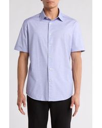 Bugatchi - Miles Ooohcotton Solid Short Sleeve Button-Up Shirt - Lyst