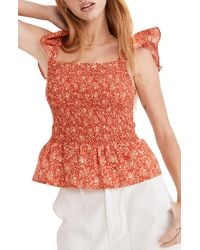 Madewell - Lucie Floral Smocked Peplum Top - Lyst