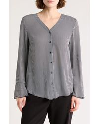 Tahari - Long Sleeve Button-Up Top - Lyst