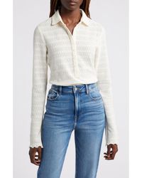 Rag & Bone - Julia Open Knit Long Sleeve Polo - Lyst