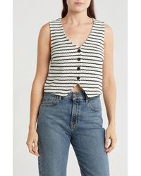 Vigoss - Woven Stripe Button Front Tank Top - Lyst