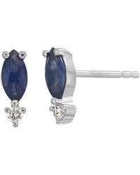 Bony Levy - 18k Gold El Mar Diamond & Sapphire Stud Earrings - Lyst
