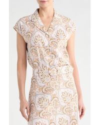 Tahari - Cap Sleeve Linen Blend Button-Up Shirt - Lyst