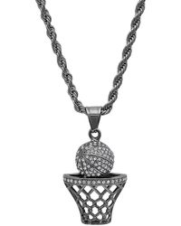 HMY Jewelry - 18k Gold Plated Stainless Steel Basketball Pendant Necklace - Lyst