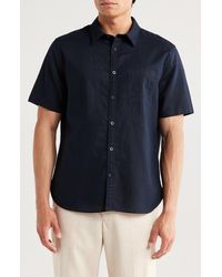 Vince - Classic Fit Short Sleeve Linen Blend Button-Up Shirt - Lyst