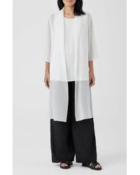 Eileen Fisher - Open Front Silk Chiffon Jacket - Lyst