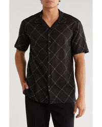 T.R. Premium - Floral Diamond Embroidered Camp Shirt - Lyst