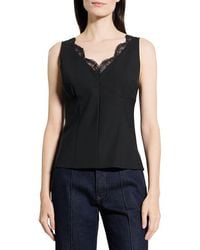 Theory - Lace Trim Tailored Virgin Wool Blend Top - Lyst