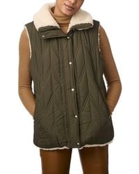 Bernardo - Chevron Quilted Faux Shearling Lined Recycled Polyester Reversible Vest - Lyst
