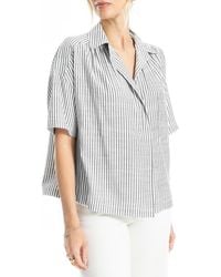 Max Studio - Split Neck Collar Short Sleeve Top - Lyst