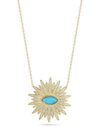 Sphera Milano - Cubic Zirconia & Synthetic Opal Disc Pendant Necklace - Lyst