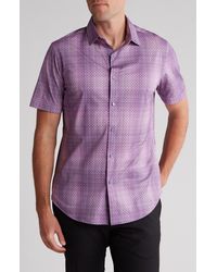 Bugatchi - Ooohcotton® Geo Print Short Sleeve Button-up Shirt - Lyst