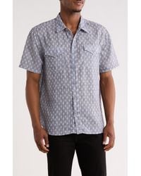 Frye - Geometric Print Short Sleeve Button-Up Shirt - Lyst