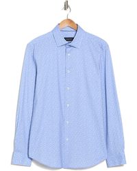 Bugatchi - Trim Fit Dot Print Stretch Cotton Button-up Shirt - Lyst