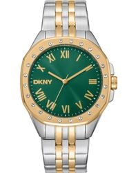 DKNY - Two Tone Crystal Bezel Quartz Bracelet Watch, 36Mm - Lyst