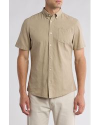 14th & Union - Slim Fit Short Sleeve Linen Blend Button-down Shirt - Lyst