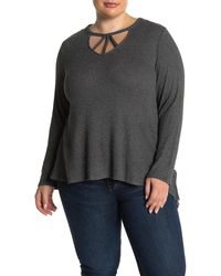 Democracy Womens Plus Size 3//4 Sleeve Smocked Neck Top