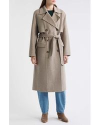 BOSS - Caspina Belted Double Faced Wool Blend Trench Coat - Lyst