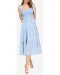 Blu Pepper - Tie Shoulder Smocked Midi Sundress - Lyst