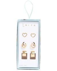 Leith - 3-Pack Assorted Stud & Hoop Earrings - Lyst