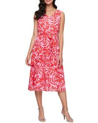 Sl Fashions - Floral V-Neck Tiered Overlay Midi Dress - Lyst