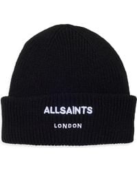 AllSaints - Embroidered Logo Cuffed Beanie - Lyst