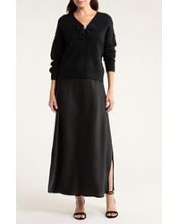 Halogen® - Rhinestone Bow Sweater With Slipdress - Lyst