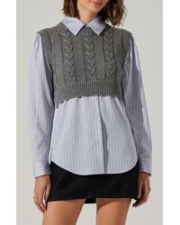 Astr - Flannery Mixed Media Layered Sweater - Lyst