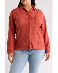 Forgotten Grace - Crochet Long Sleeve Button Front Blouse - Lyst