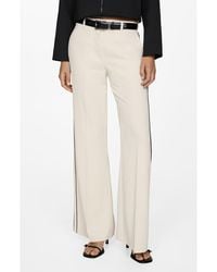 Mango - Side Stripe Knit Wide Leg Pants - Lyst
