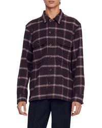 Sandro - Plaid Cotton & Wool Flannel Button-Up Overshirt - Lyst