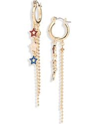 Leith - Star Chain Drop Hoop Earrings - Lyst