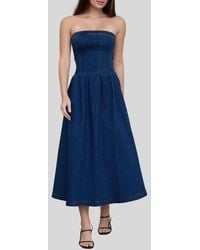 Blu Pepper - Strapless Denim Midi Dress - Lyst