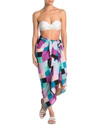 Red Carter Tina Printed Coverup Pareo - Blue