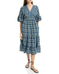 Max Studio - Elbow Sleeve Ruffle Midi Dress - Lyst