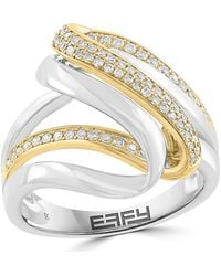 Effy - Two-Tone Pavé Diamond Swirl Ring - Lyst