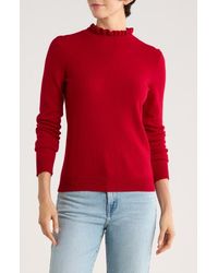 Sofiacashmere - Ruffle Mock Neck Cashmere Sweater - Lyst