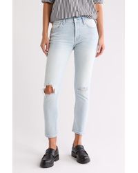 7 For All Mankind - Ripped Straight Leg Crop Jeans - Lyst