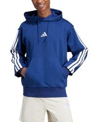 adidas - Essential 3-Stripes Fleece Hoodie - Lyst